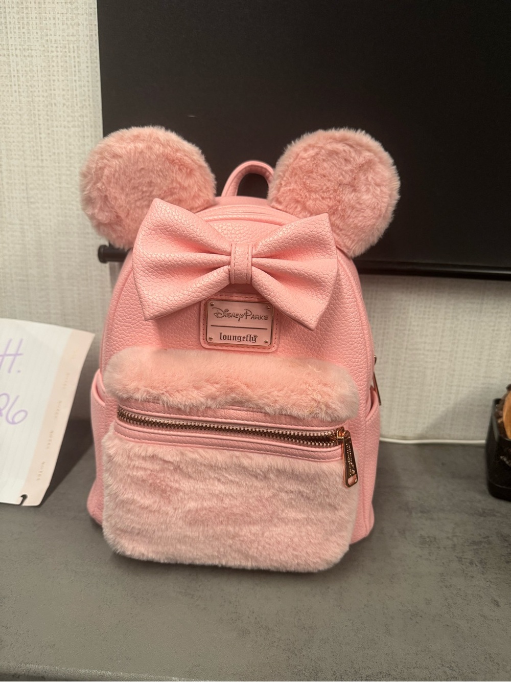 Loungefly x Disney Parks Piglet Pink Mini Backpack with Faux Fur Bow & Ears